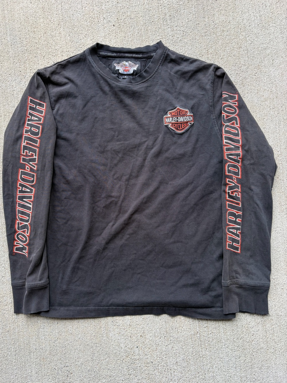 Harley-Davidson Black Crewneck Sweatshirt with Red Logo Sleeve
